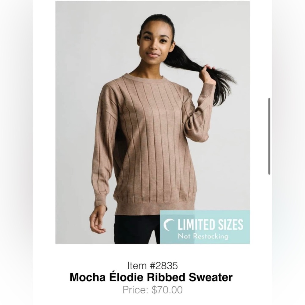 Zyia Mocha Ribbed Sweater